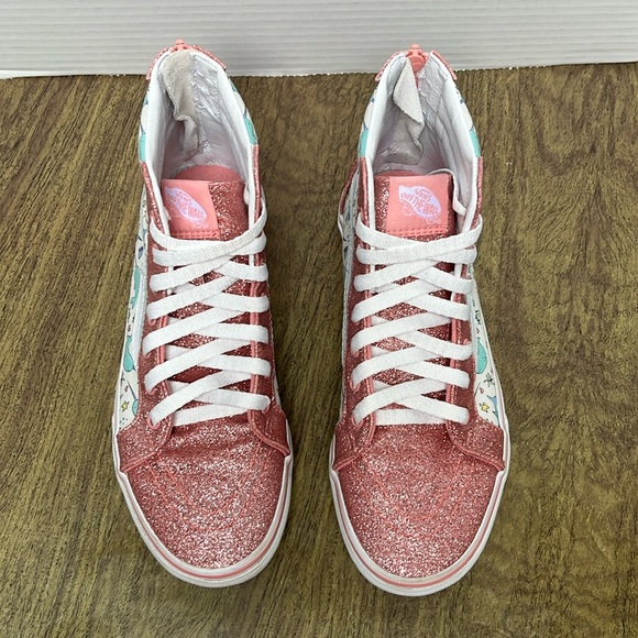 Vans Sk8-Hi Narwhal Shark Party Hi Tops Pink Glitter Sneakers Size 5.5 - Picture 4 of 16